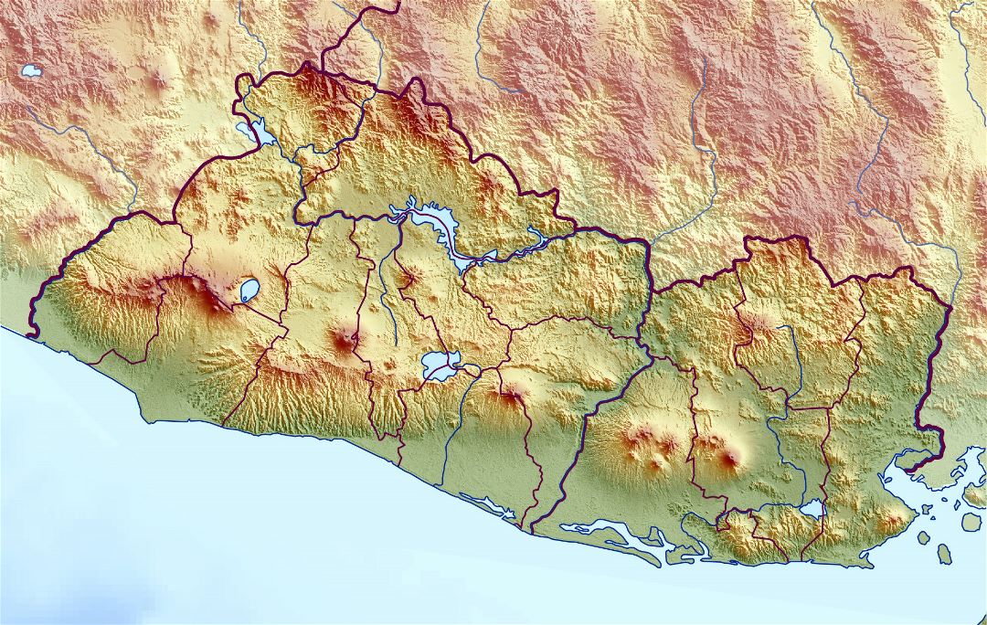 Large relief map of El Salvador