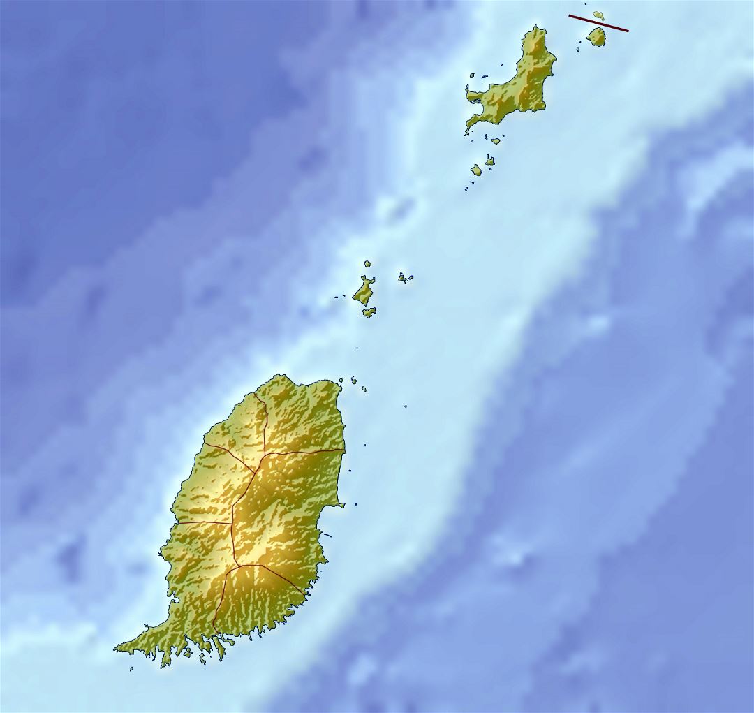 Large relief map of Grenada