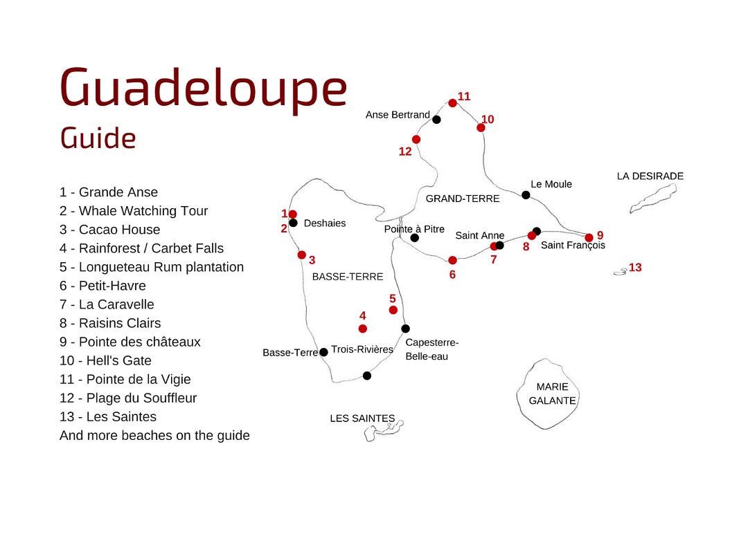 Detailed guide map of Guadeloupe
