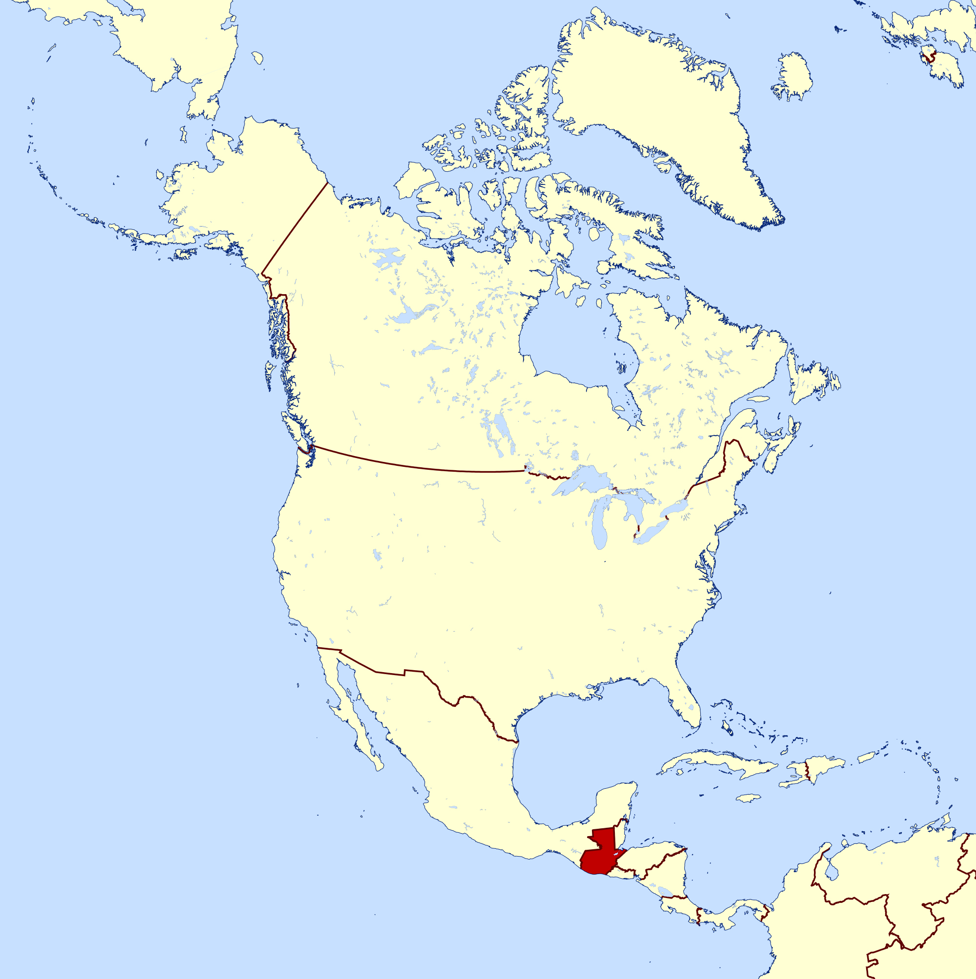Large Location Map Of Guatemala In North America Guatemala