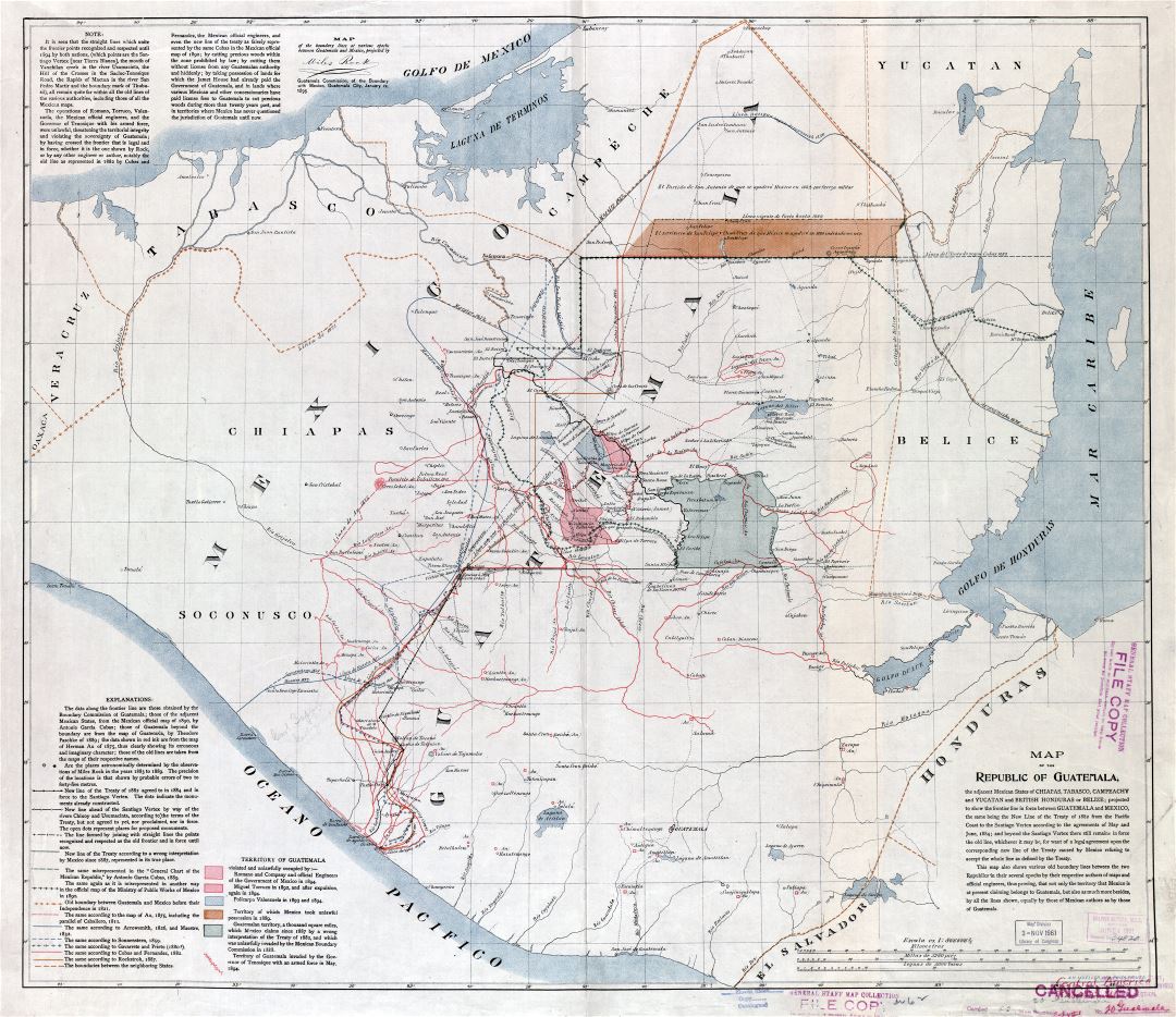 Large scale detailed old map of the Republic of Guatemala - 1895