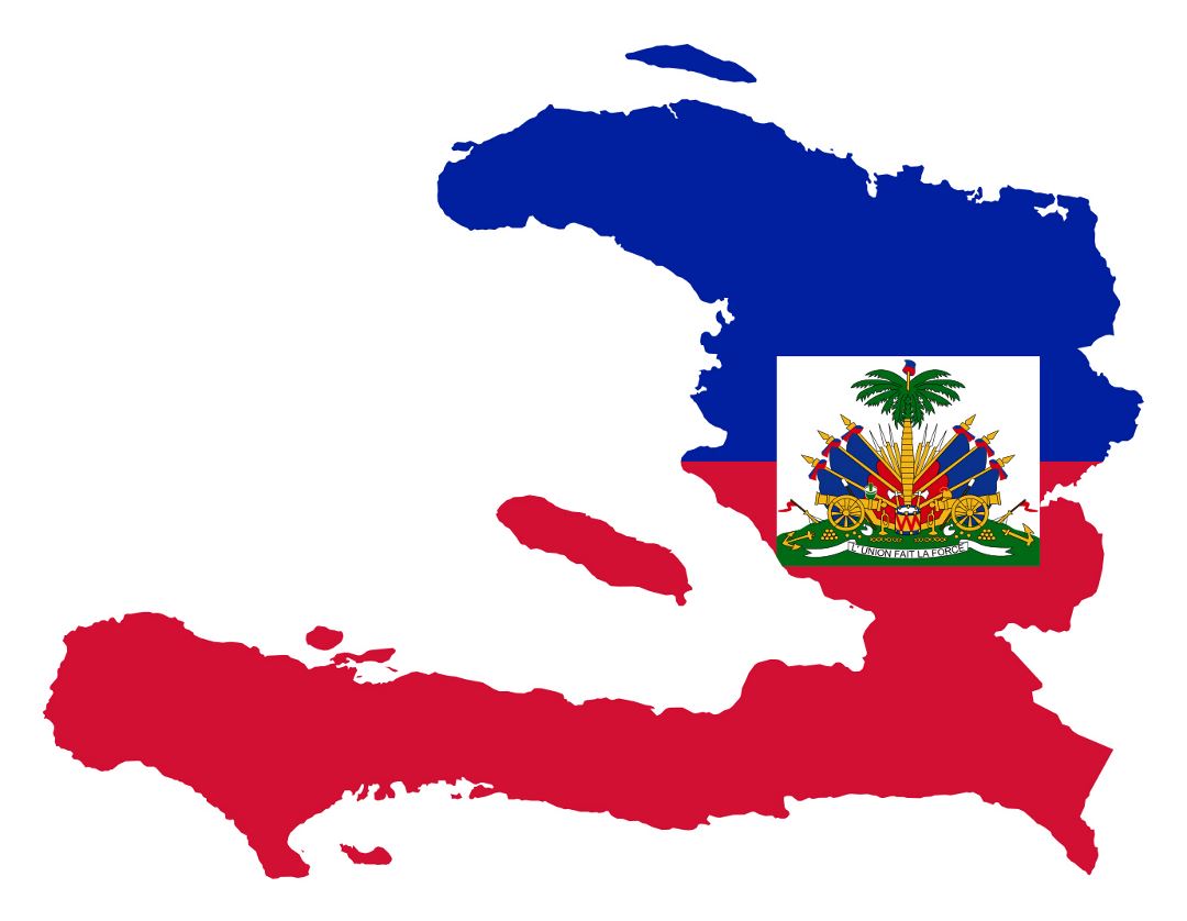 Large flag map of Haiti