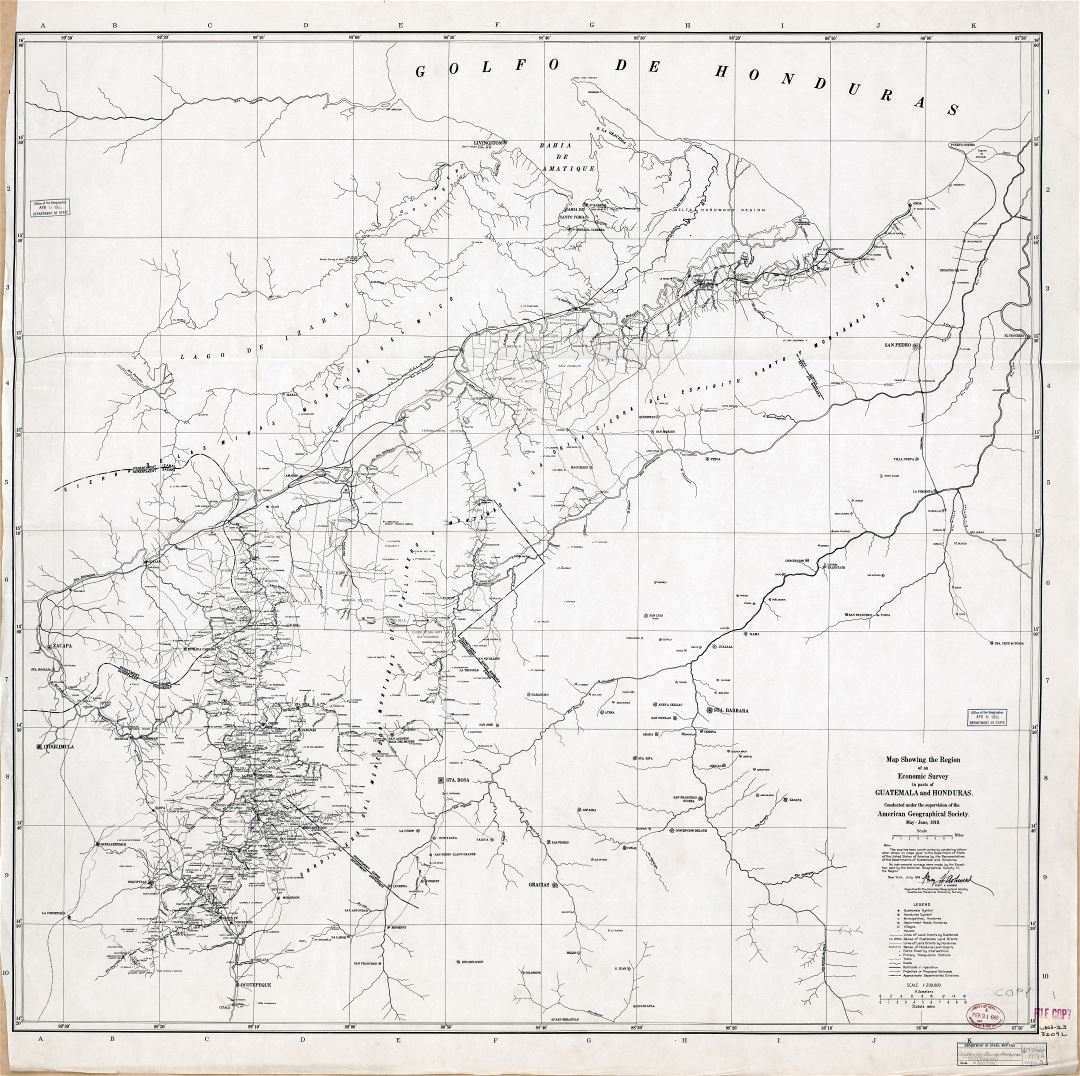 Large scale detailed old Guatemala - Honduras boundary map - 1919