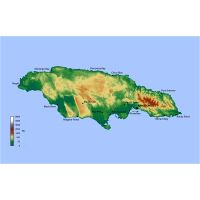 Large topographical map of Jamaica | Jamaica | North America | Mapsland ...
