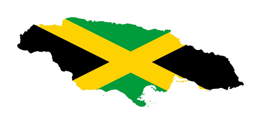 Large flag map of Jamaica