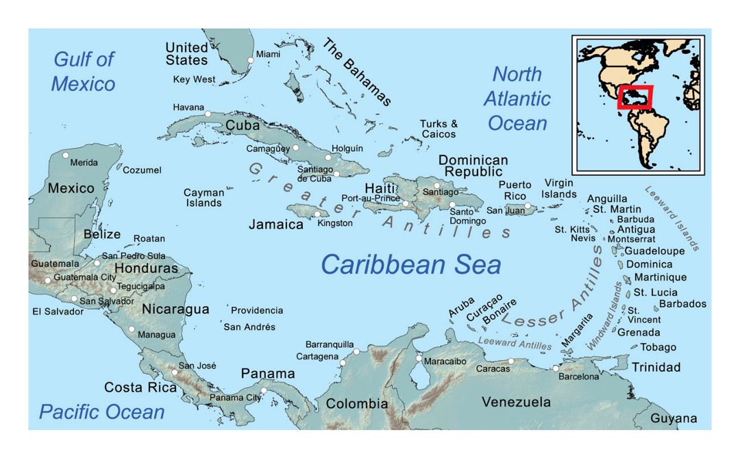 Detailed general map of the Caribbean