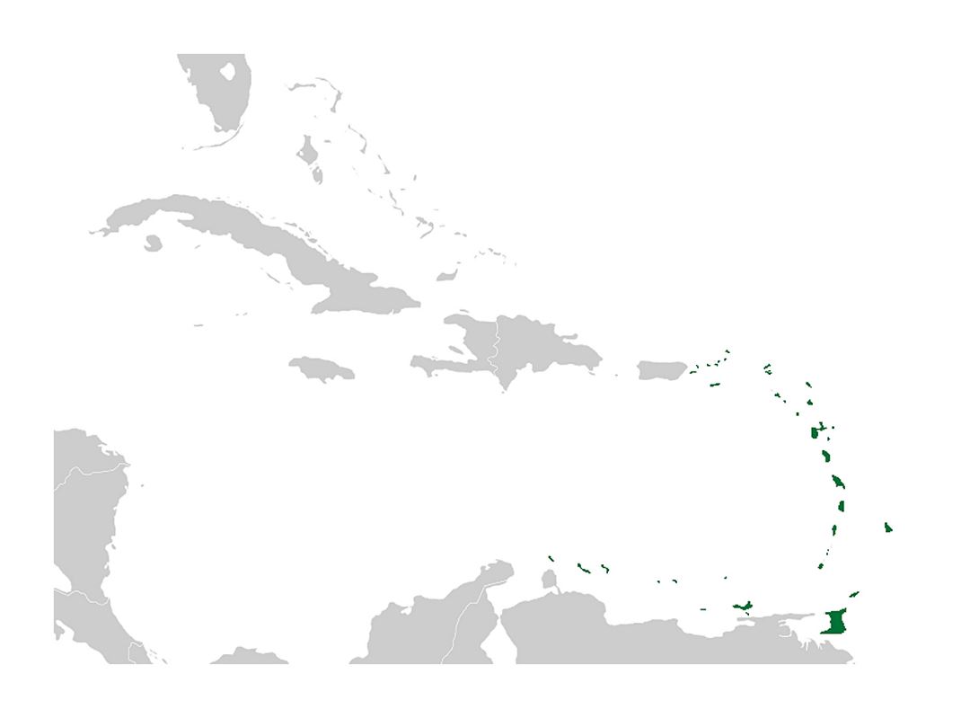 Detailed location map of Lesser Antilles in America