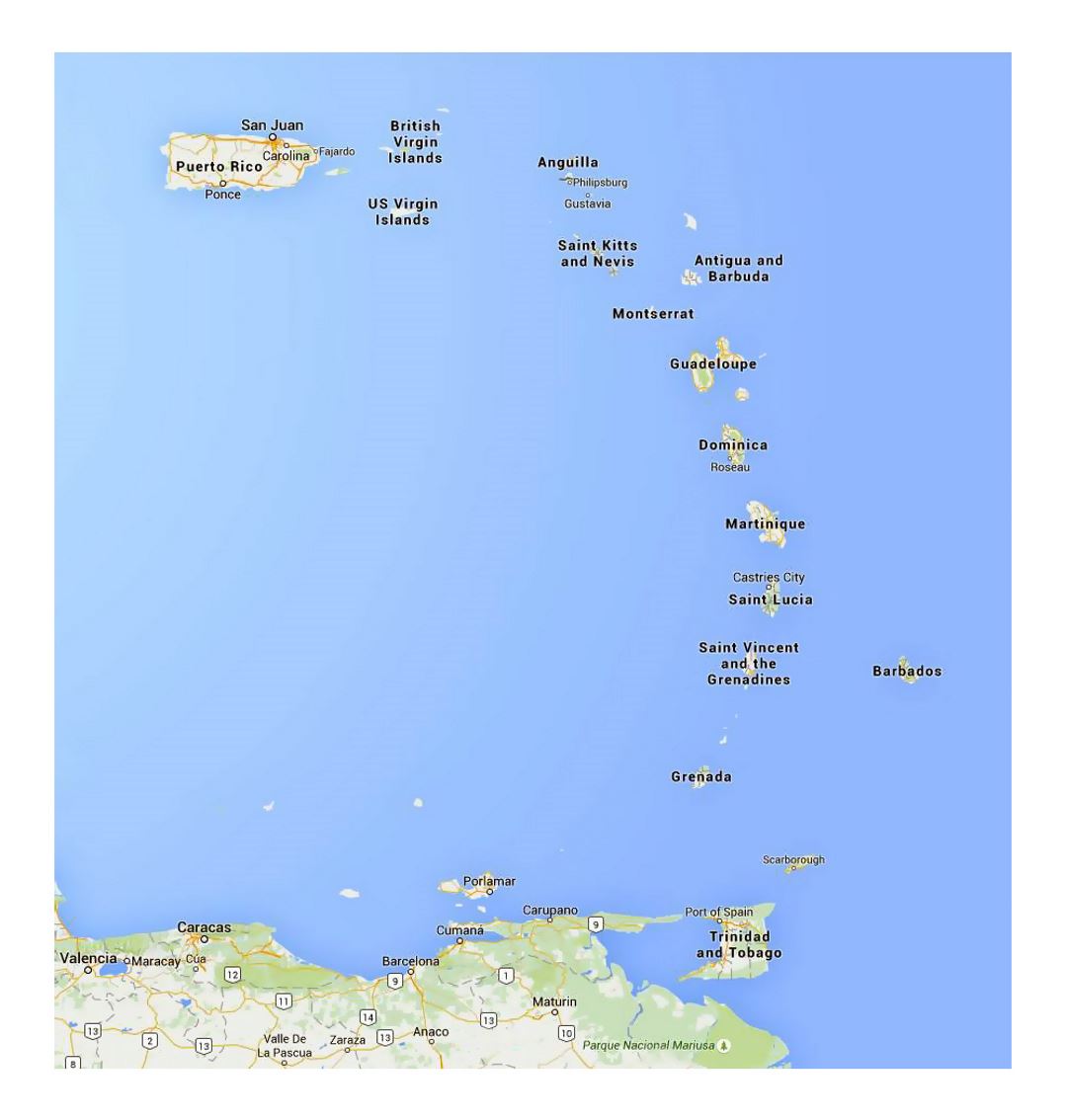 Detailed map of Lesser Antilles | Lesser Antilles | North America