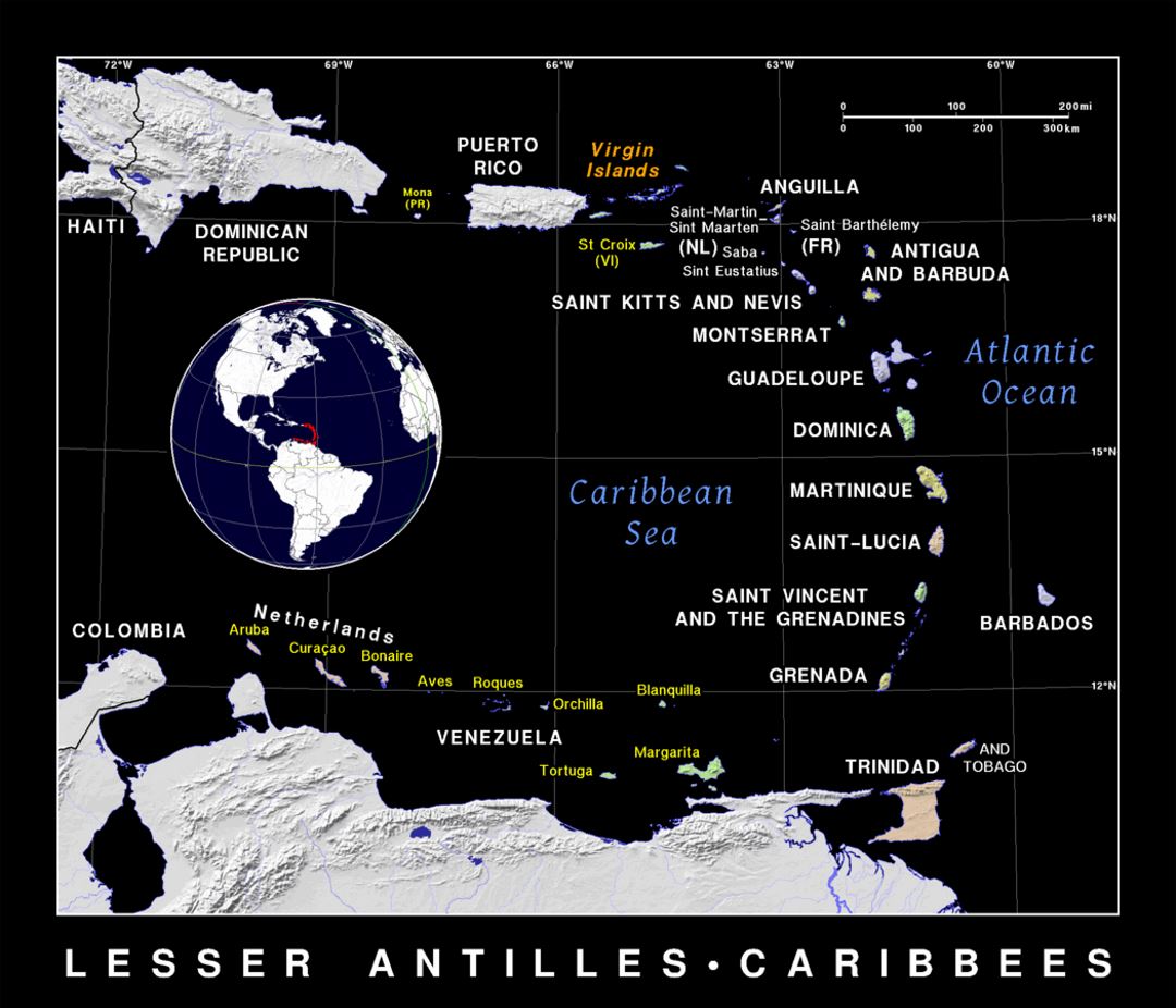 Detailed political map of Lesser Antilles