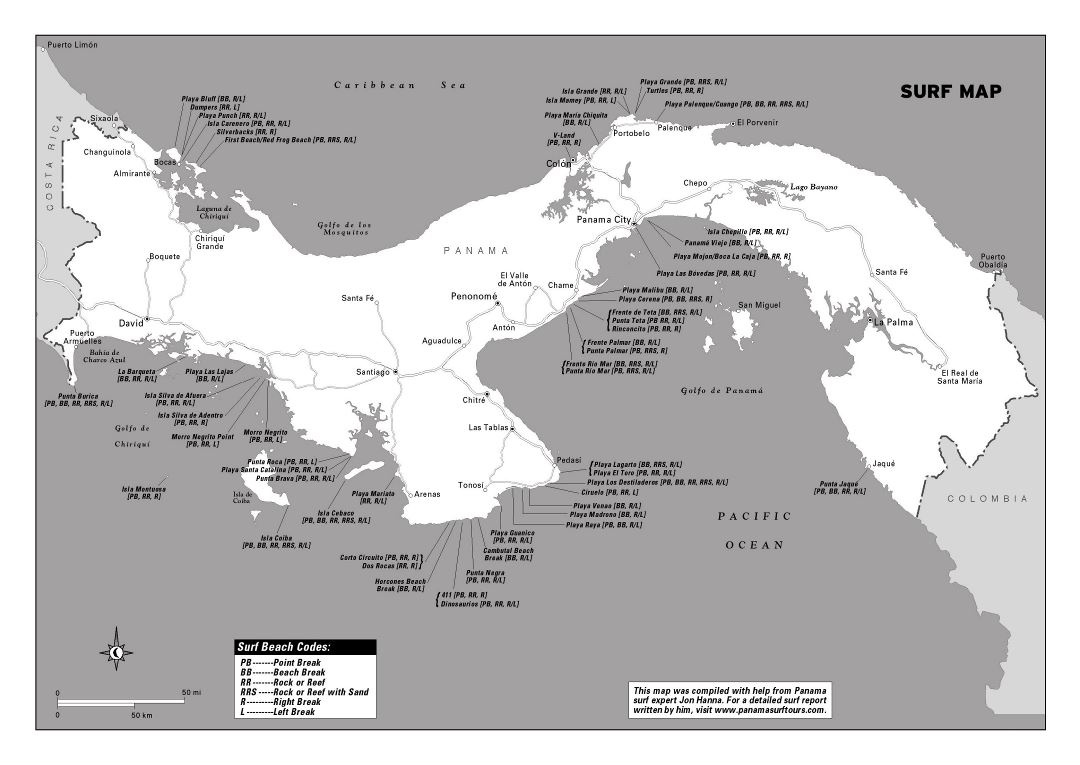 Large surf map of Panama