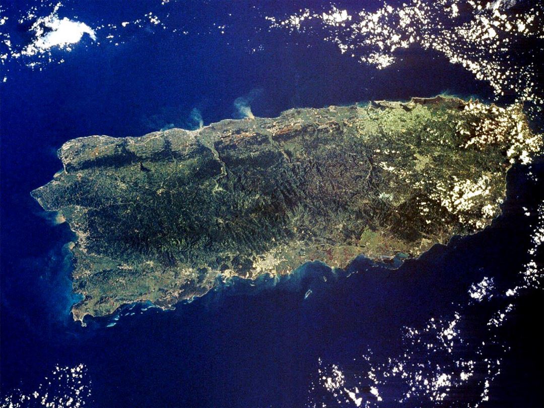 Detailed satellite map of Puerto Rico