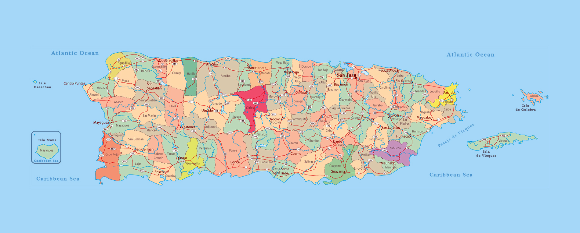 Puerto Rico Map With Cities Maping Resources
