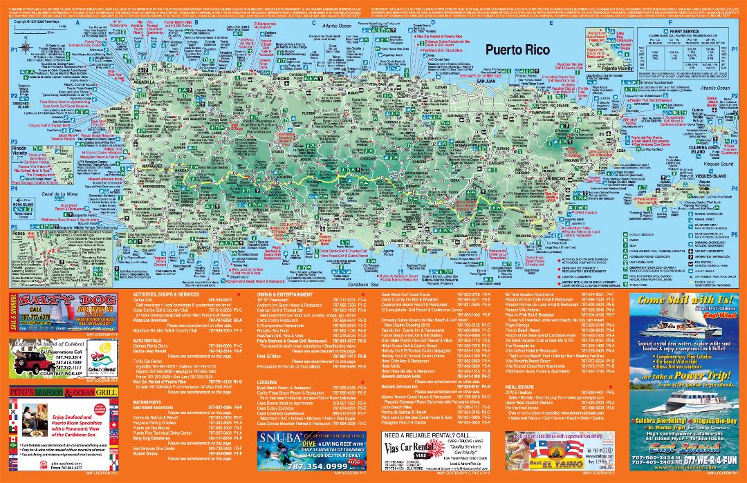 Large detailed travel map of Puerto Rico