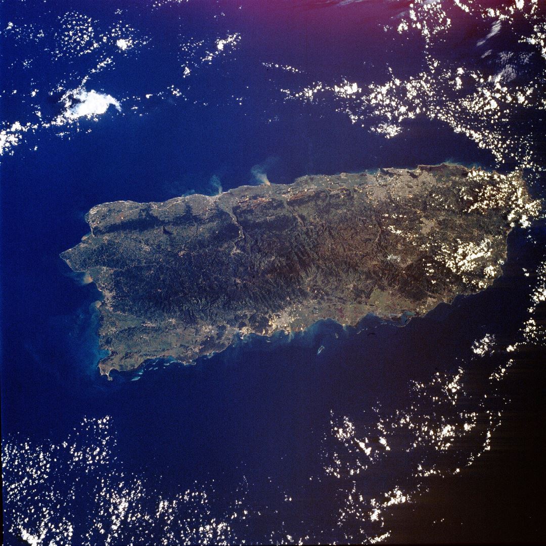Large satellite map of Puerto Rico