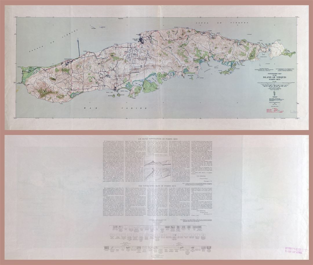 Large scale detailed topographic map of the Island of Vieques, Puerto Rico - 1946