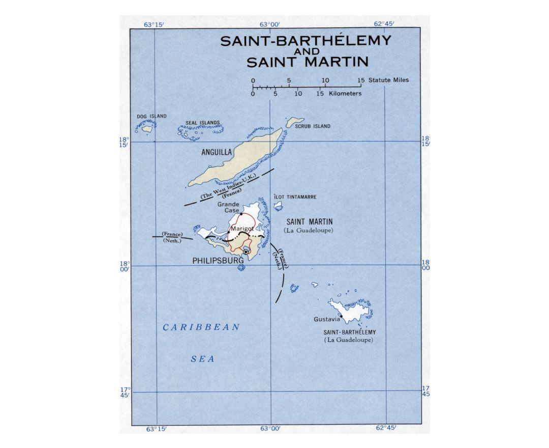 Map of Saint Barthélemy Island - HEBSTREITS