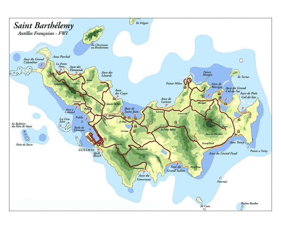 Saint Barthelemy Island Map