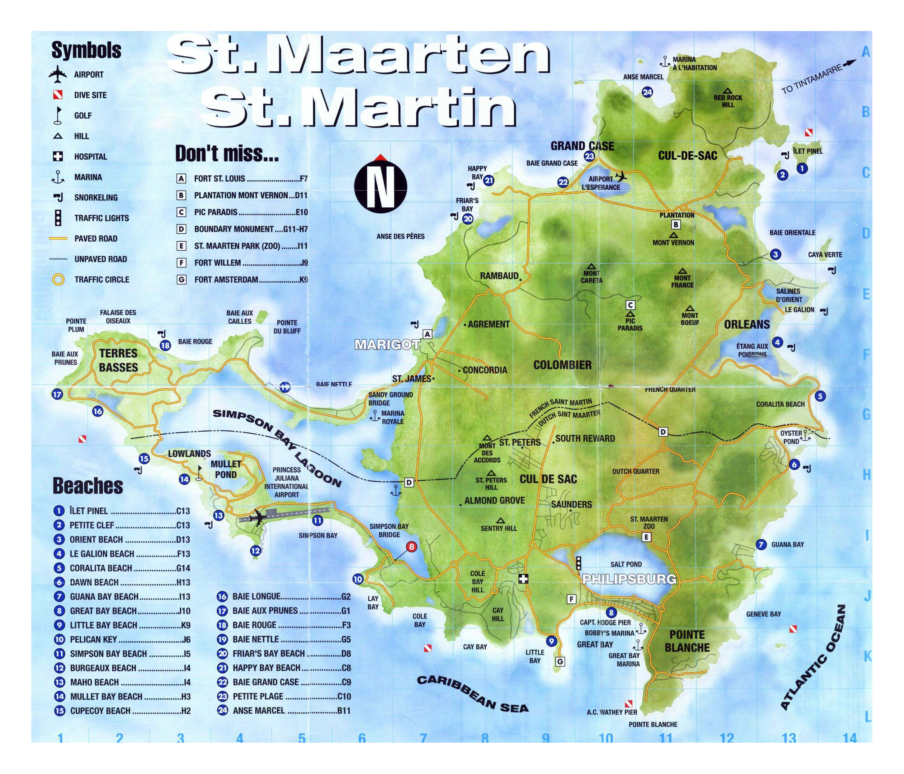 St Martin Beaches Map