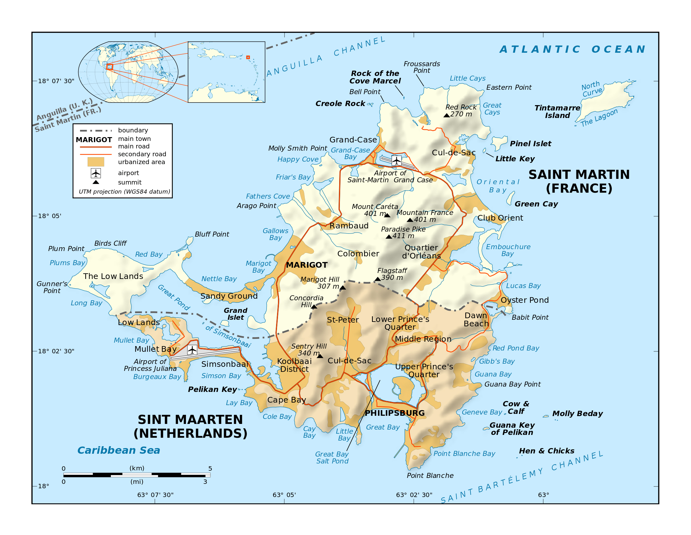 St Martin Airport Map