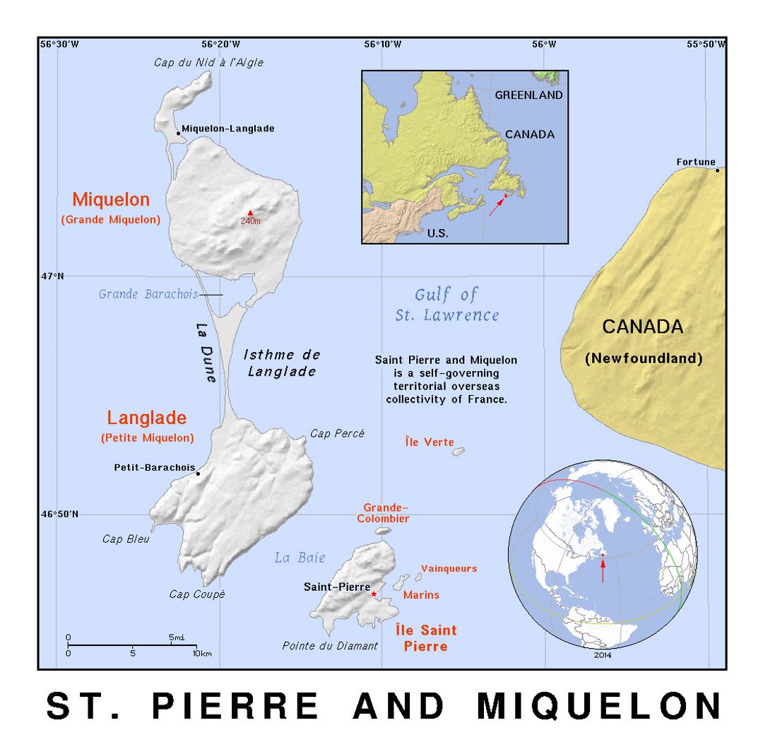 Detailed Political Map Of Saint Pierre And Miquelon With Relief Saint Detailed Political Map Of Saint Pierre And Miquelon With Relief Saint