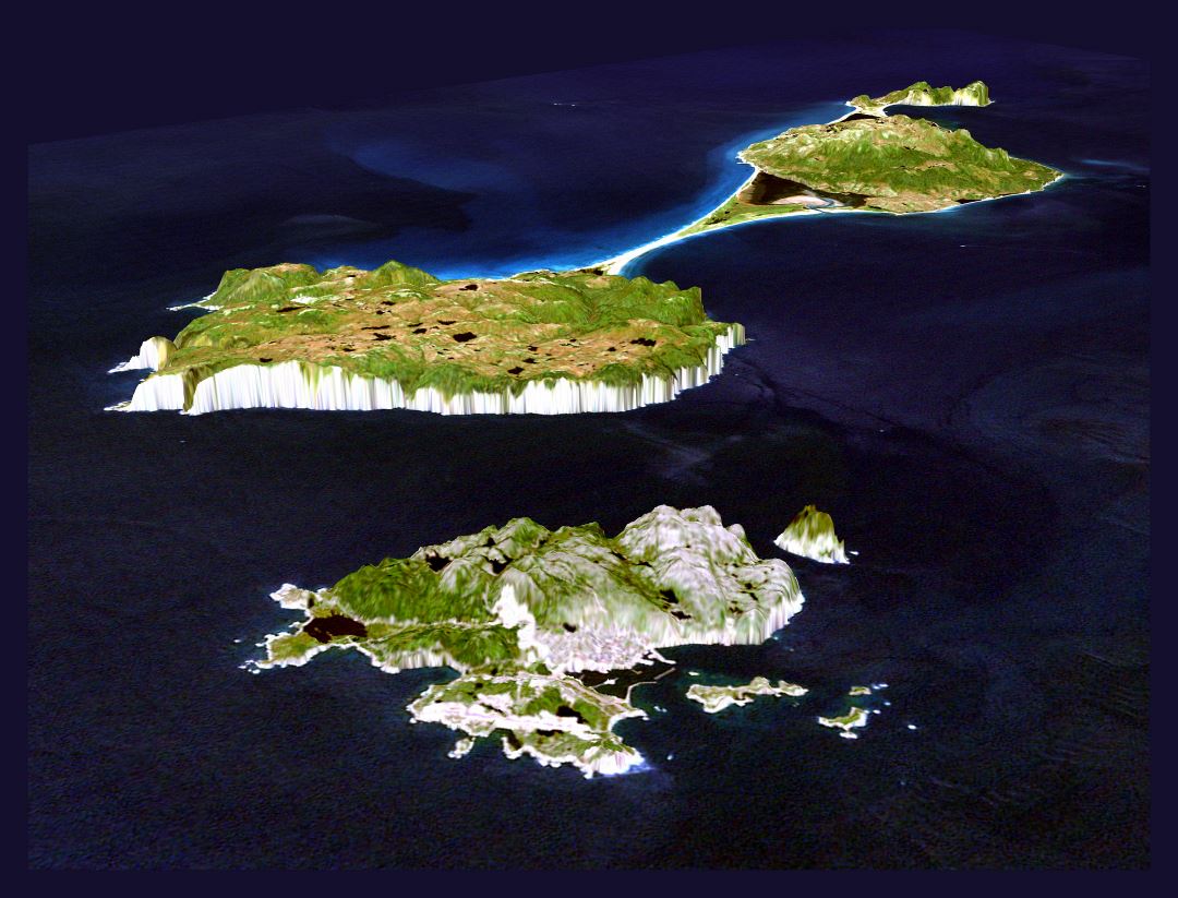 Large detailed 3d panoramic map of Saint Pierre and Miquelon