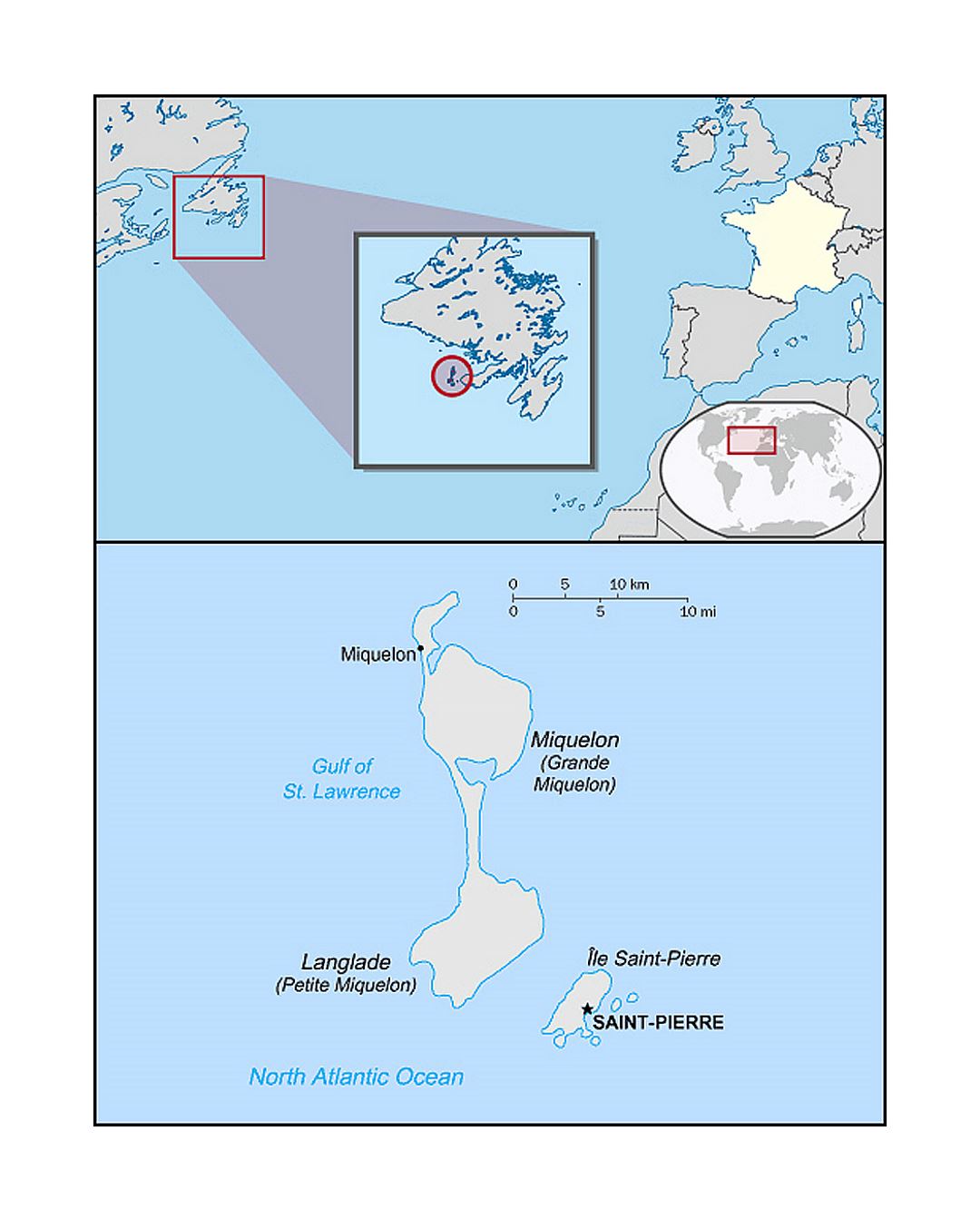 Political map of Saint Pierre and Miquelon