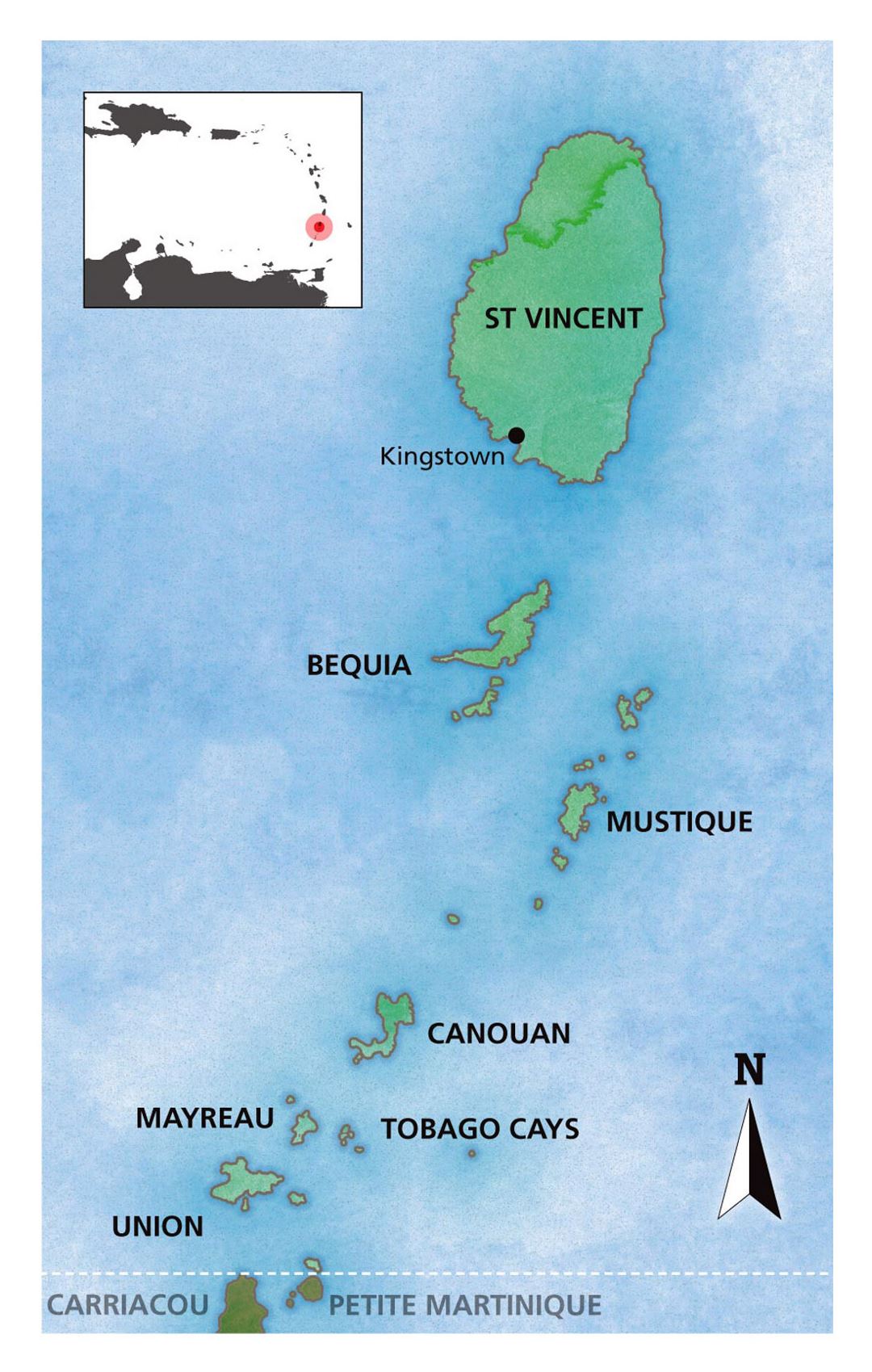 Large map of Saint Vincent and the Grenadines