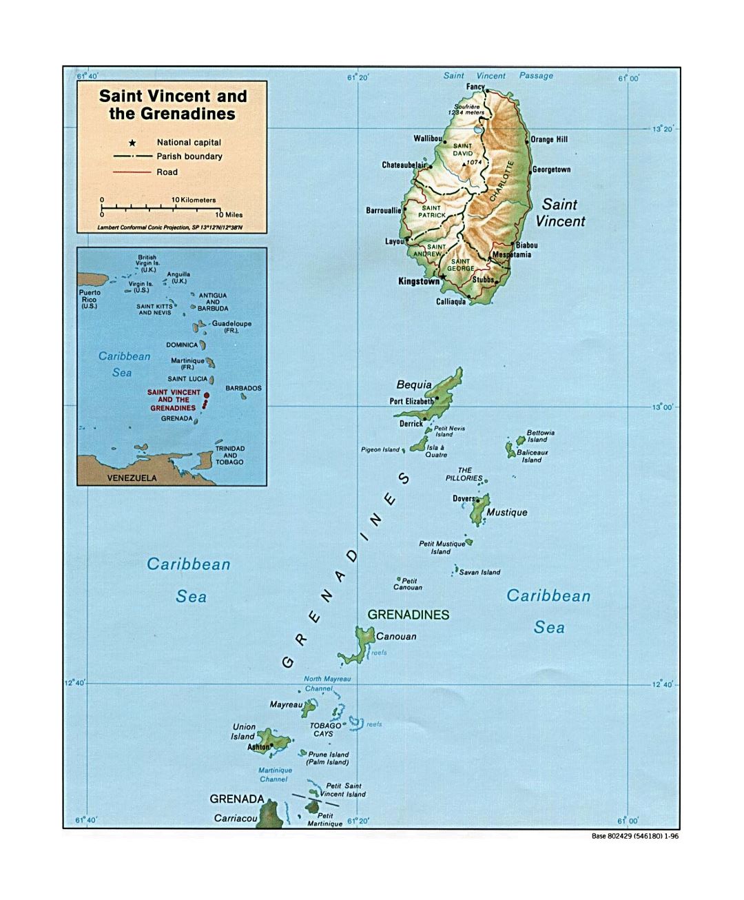 Large political and administrative map of Saint Vincent and the ...