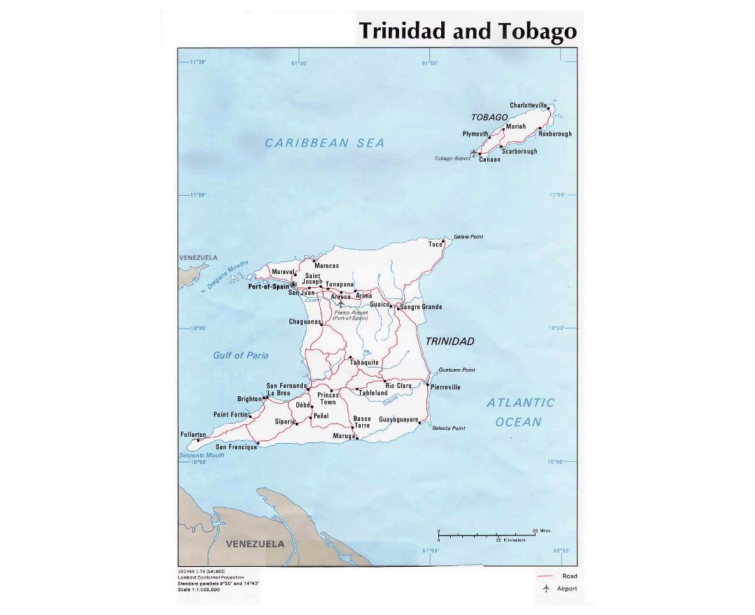 Road Map Of Trinidad And Tobago