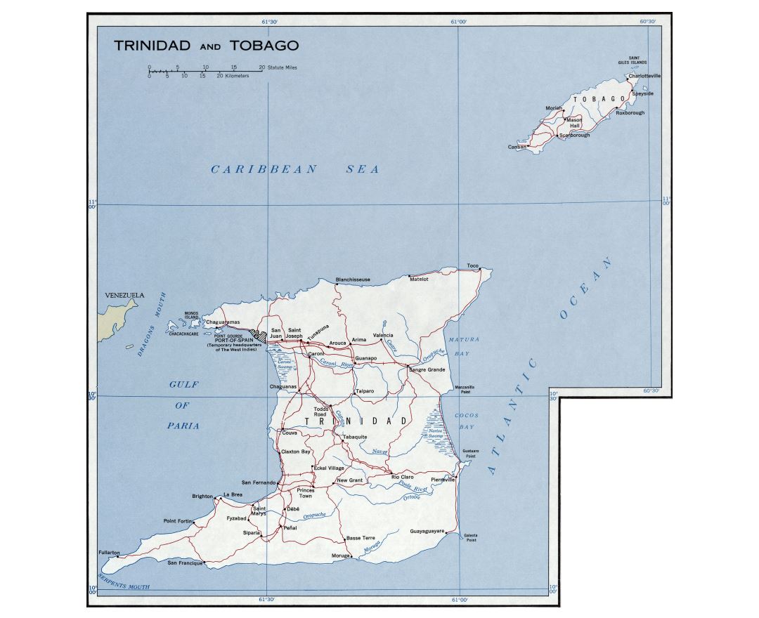 Road Map Of Trinidad And Tobago