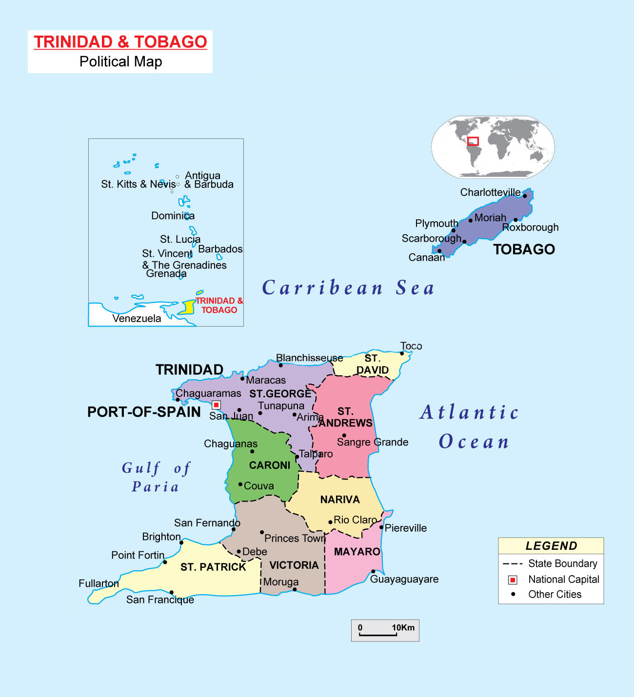 Trinidad Map With Counties