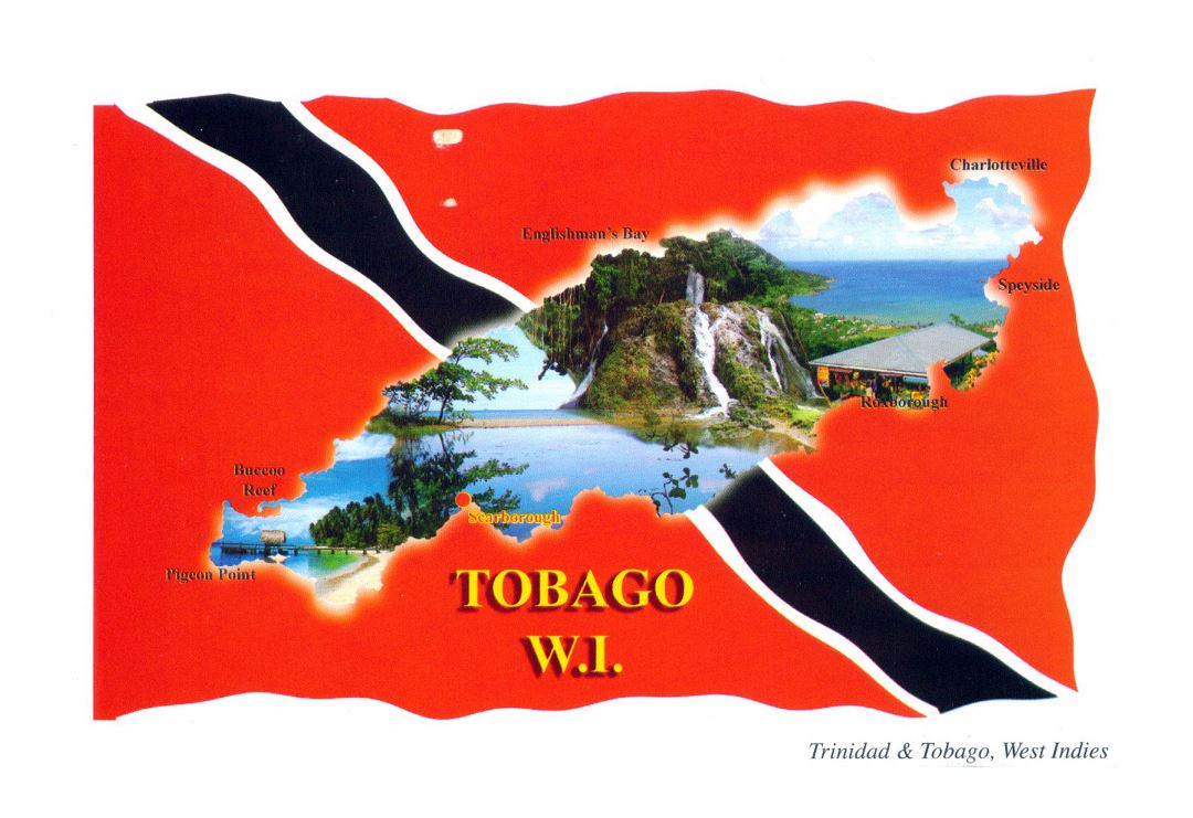 Large Tobago postcard map