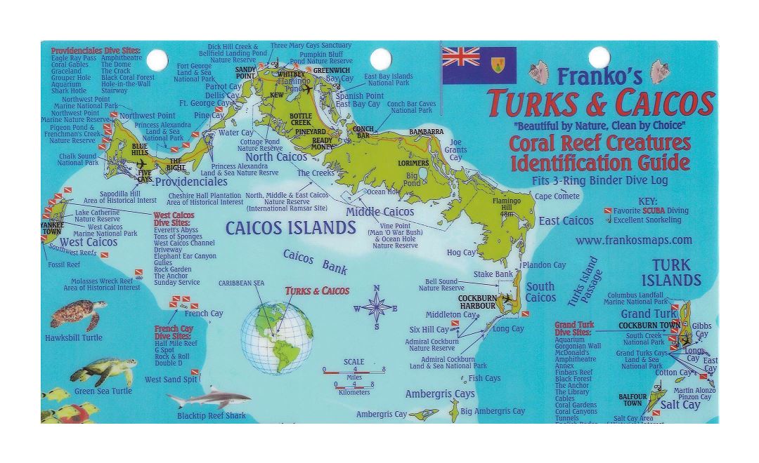 Large travel map of Turks and Caicos Islands