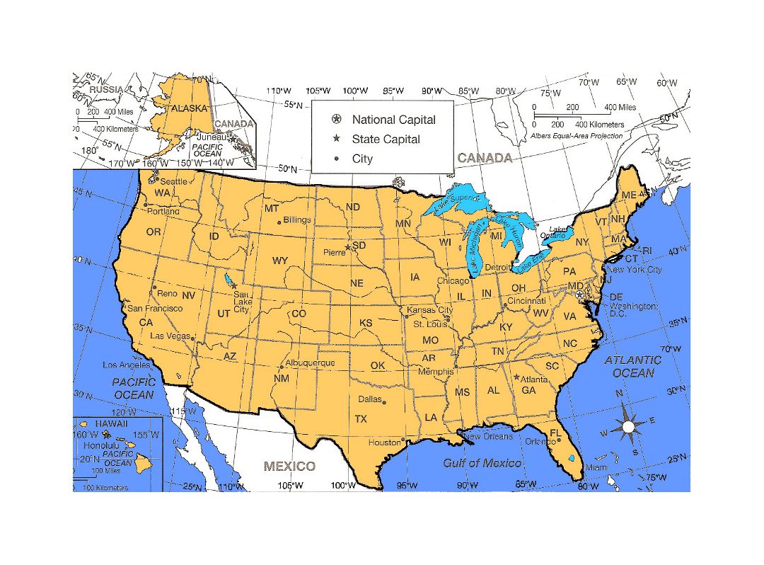 Detailed political and administrative map of the United States