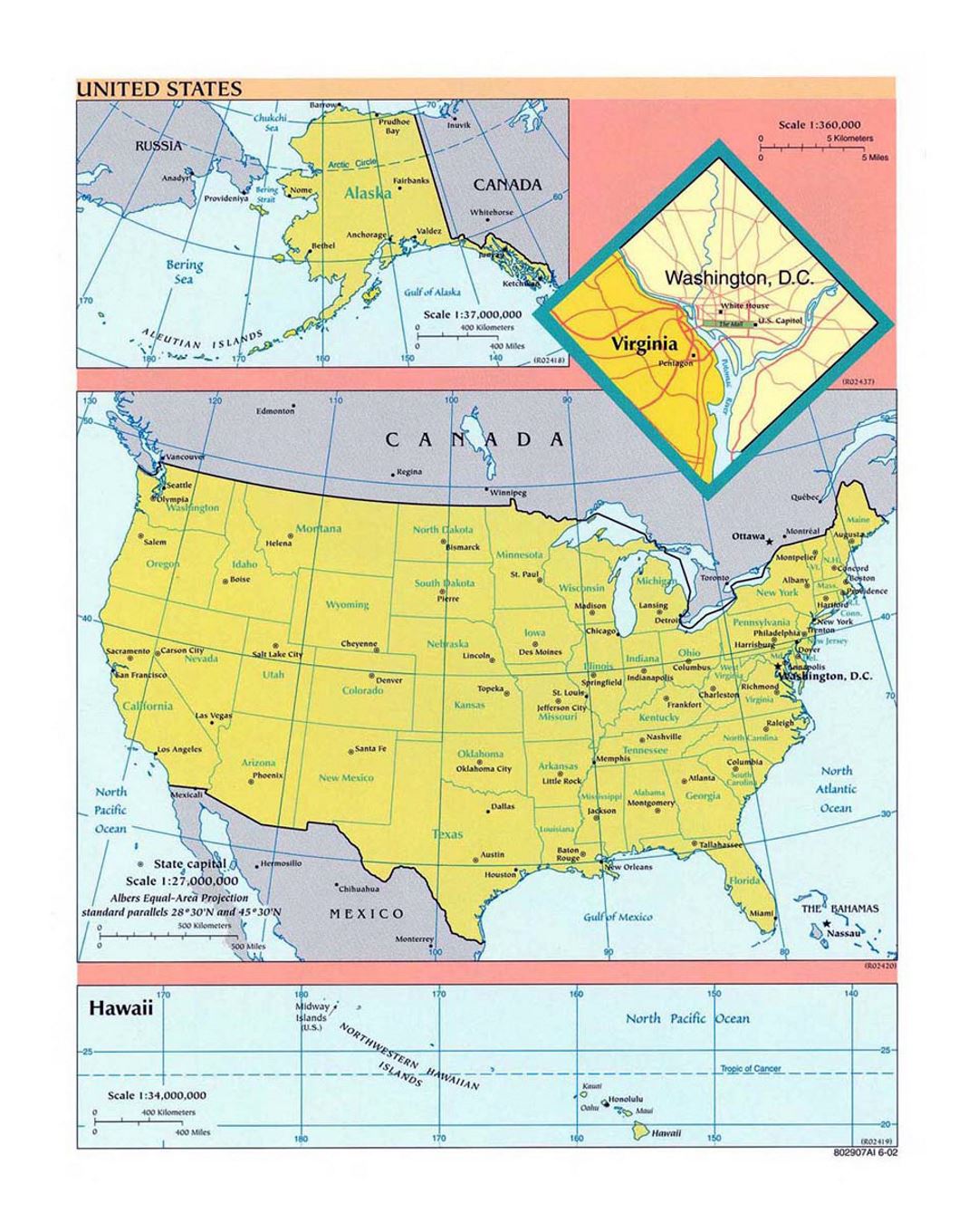 Detailed political and administrative map of the USA - 2002