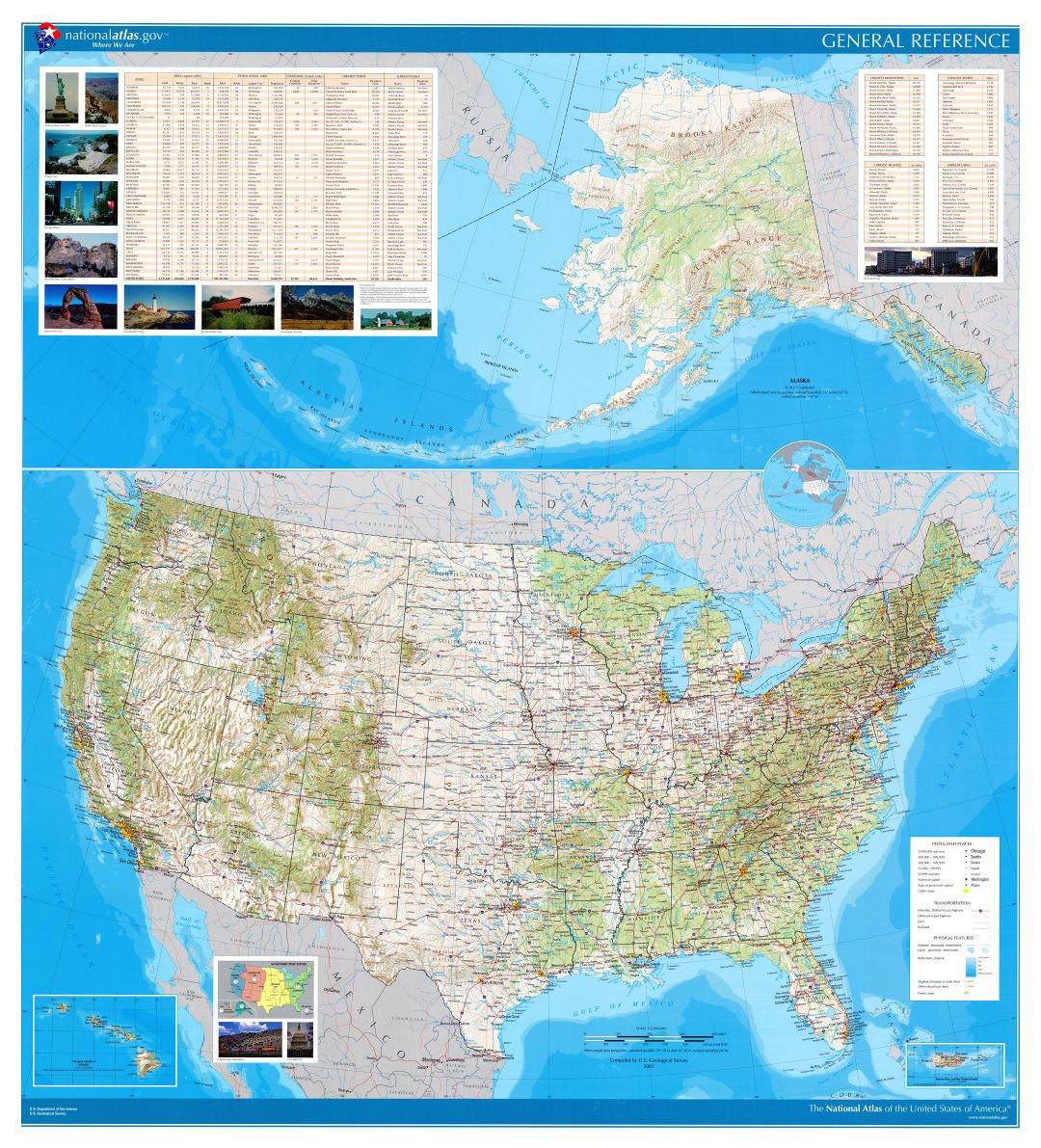 Large detailed general reference wall map of the USA - 2002