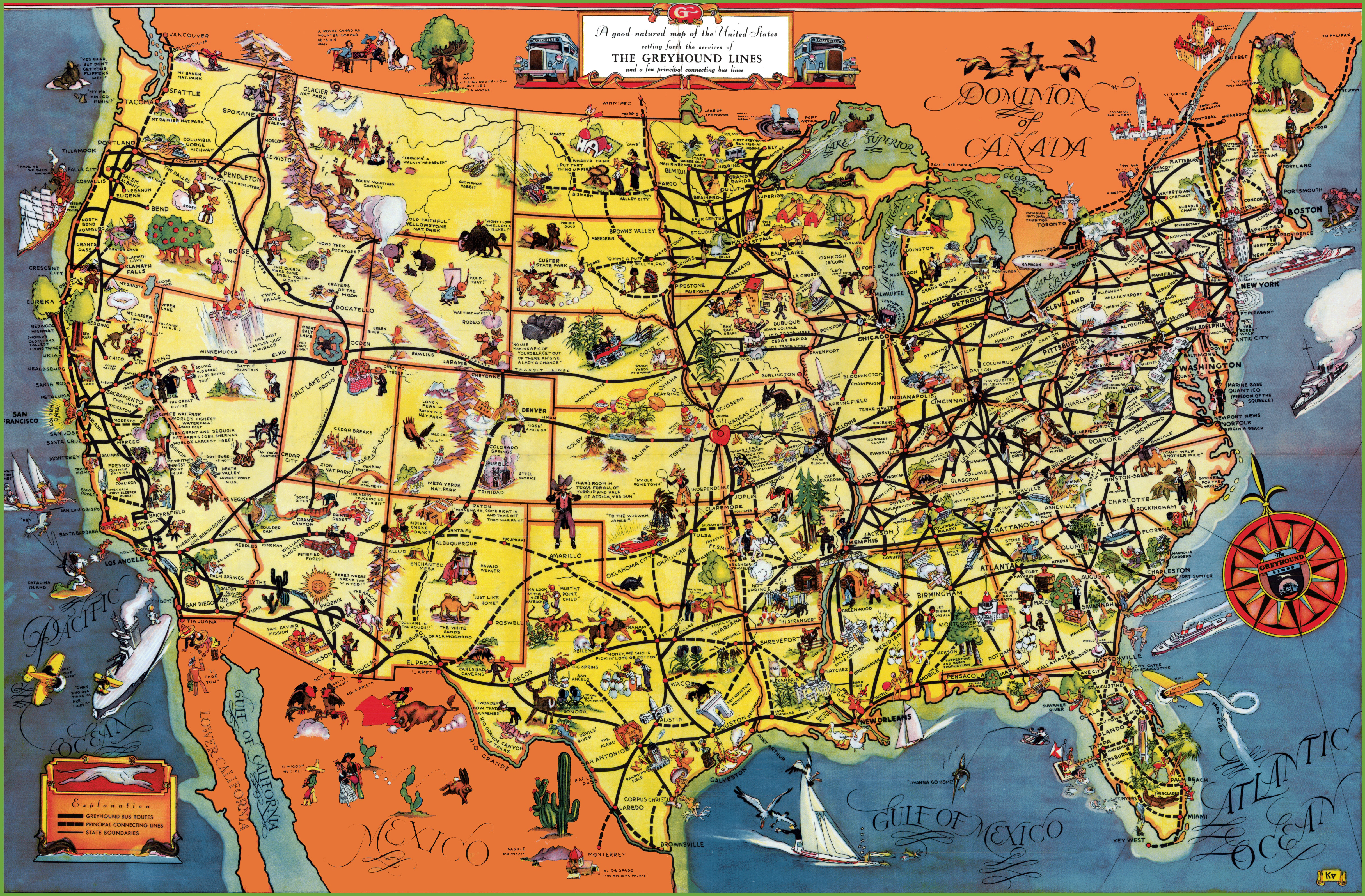 Large Detailed Tourist Illustrated Map Of The Usa Usa United States