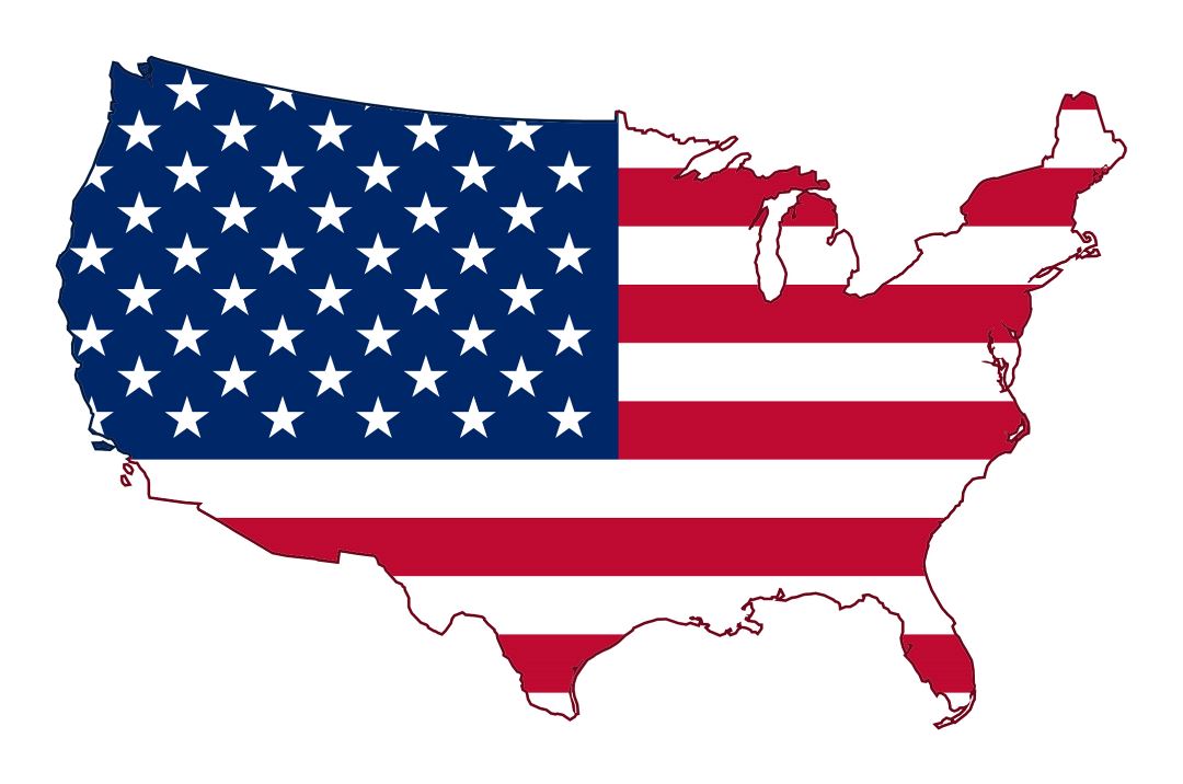 Large flag map of the USA