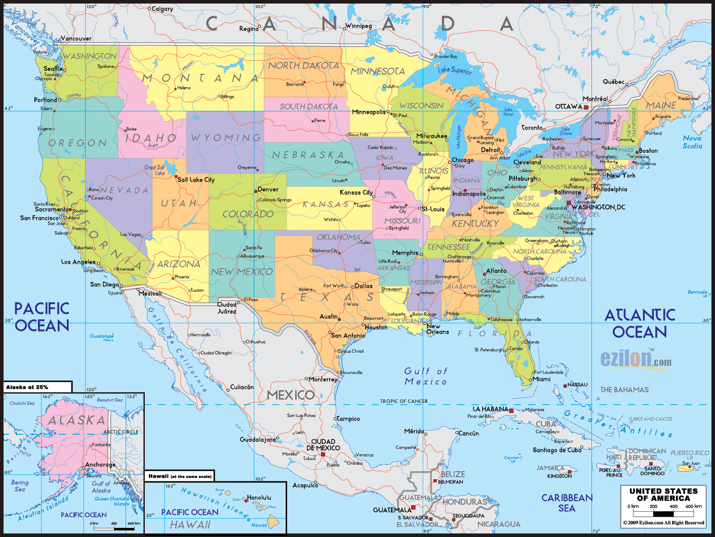 Large Political And Administrative Map Of The United States With