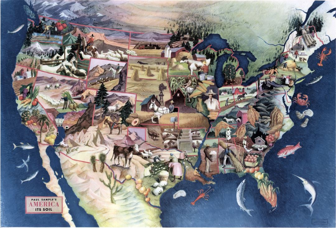 Large scale detailed Paul Sample's America its soil map - 1946