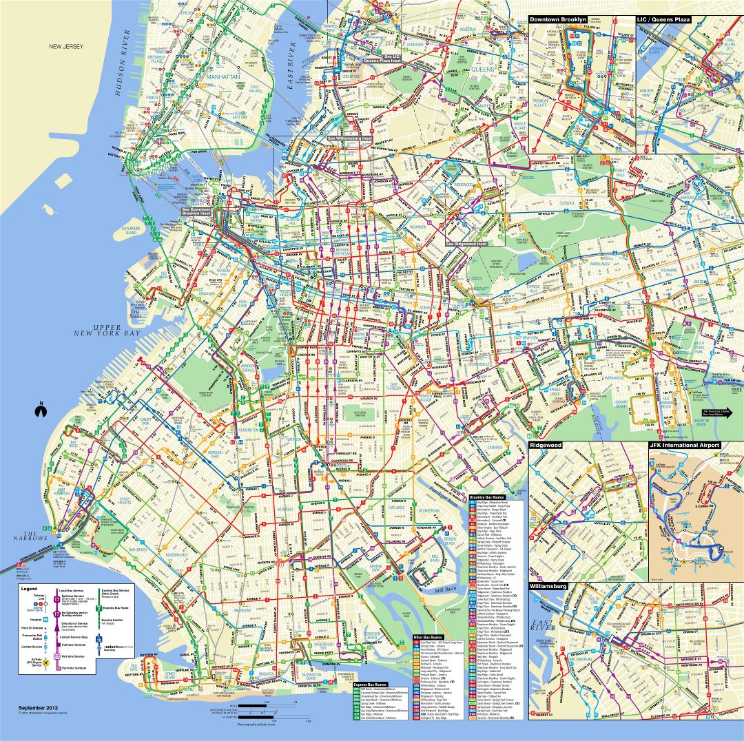 Large detailed Brooklyn bus map, NYC