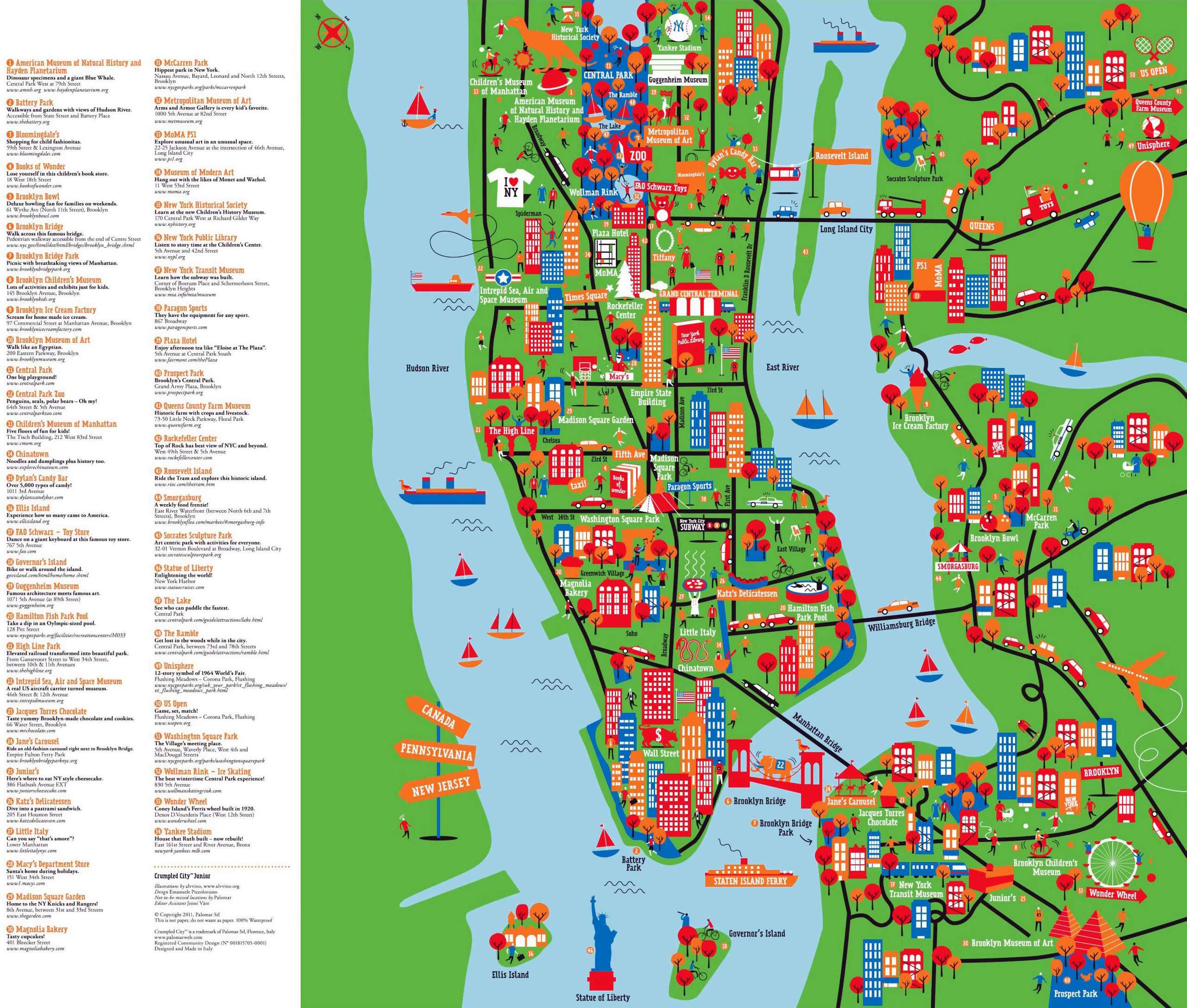 Large Detailed New York Tourist Attractions Map New York Usa