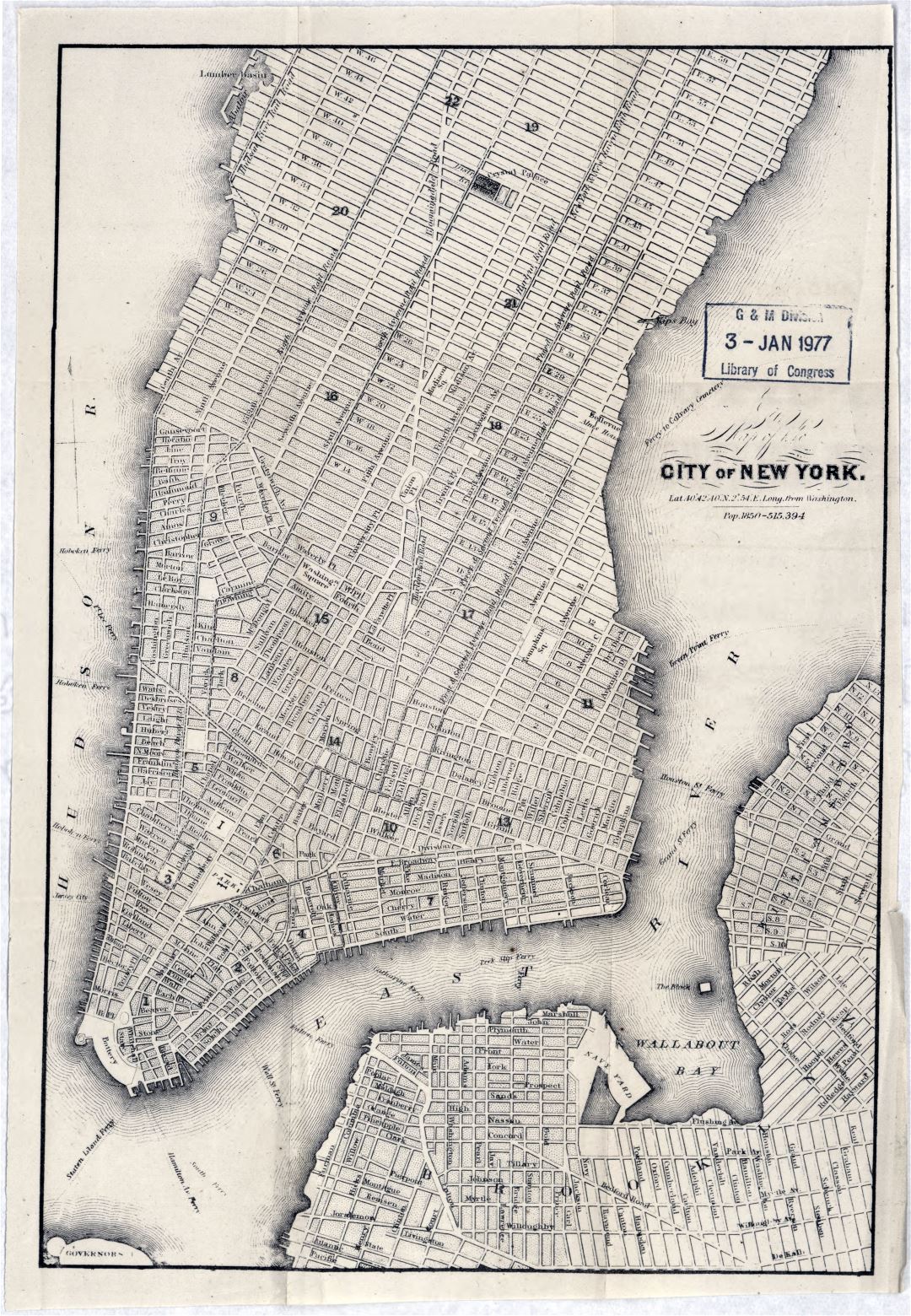 Large detailed old map of the city of New York - 1860