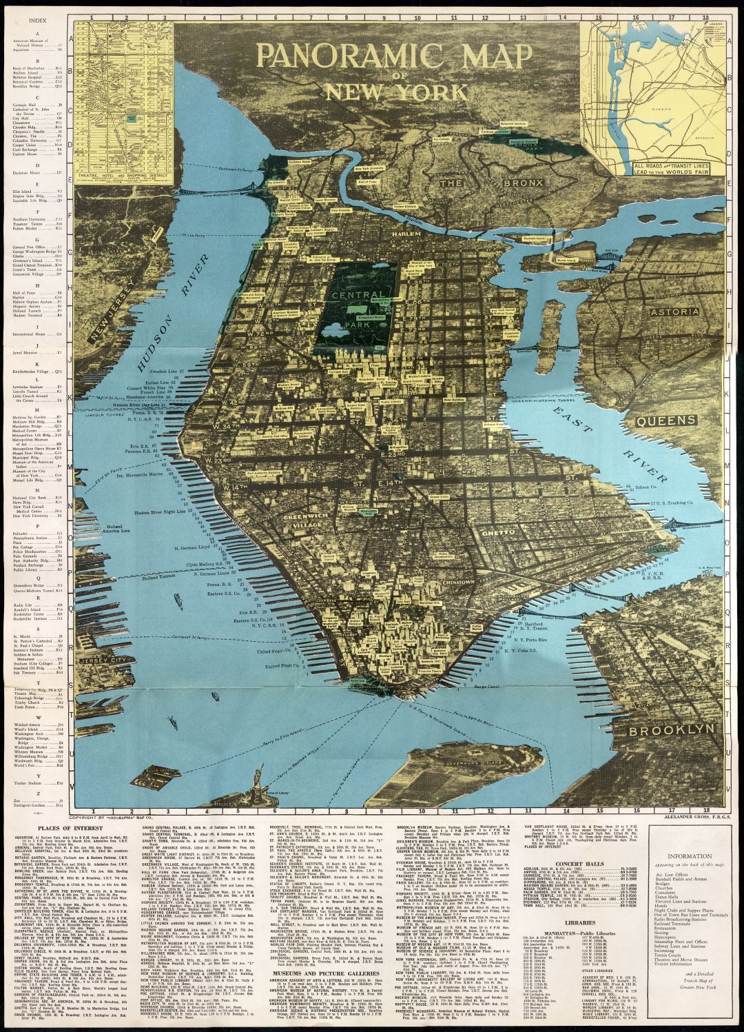Large detailed panoramic map of New York