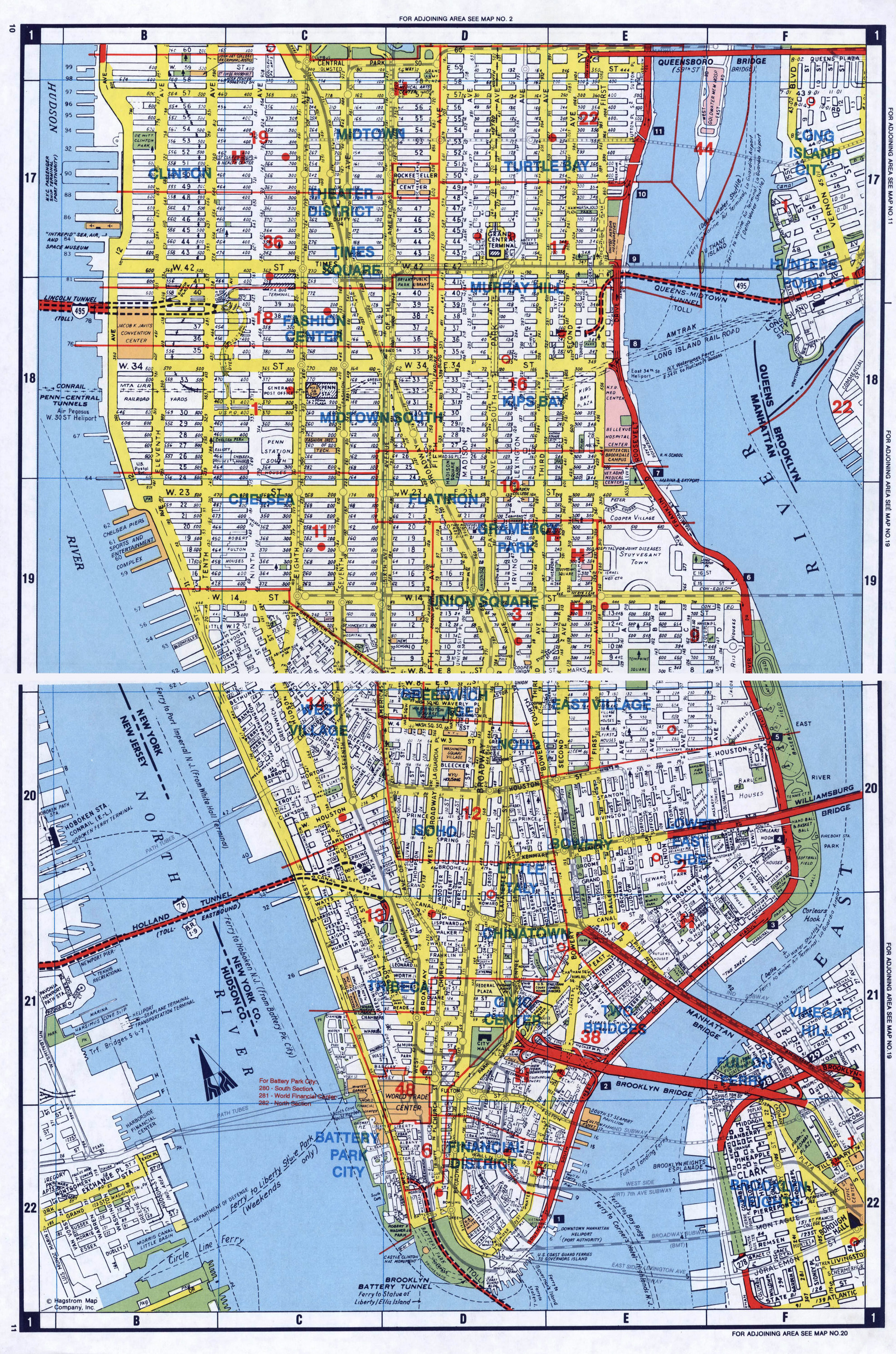 large detailed road map of south manhattan nyc  new york