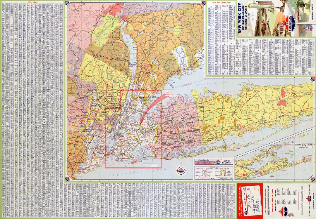 Large detailed roads and highways map of New York city, USA and surrounding area