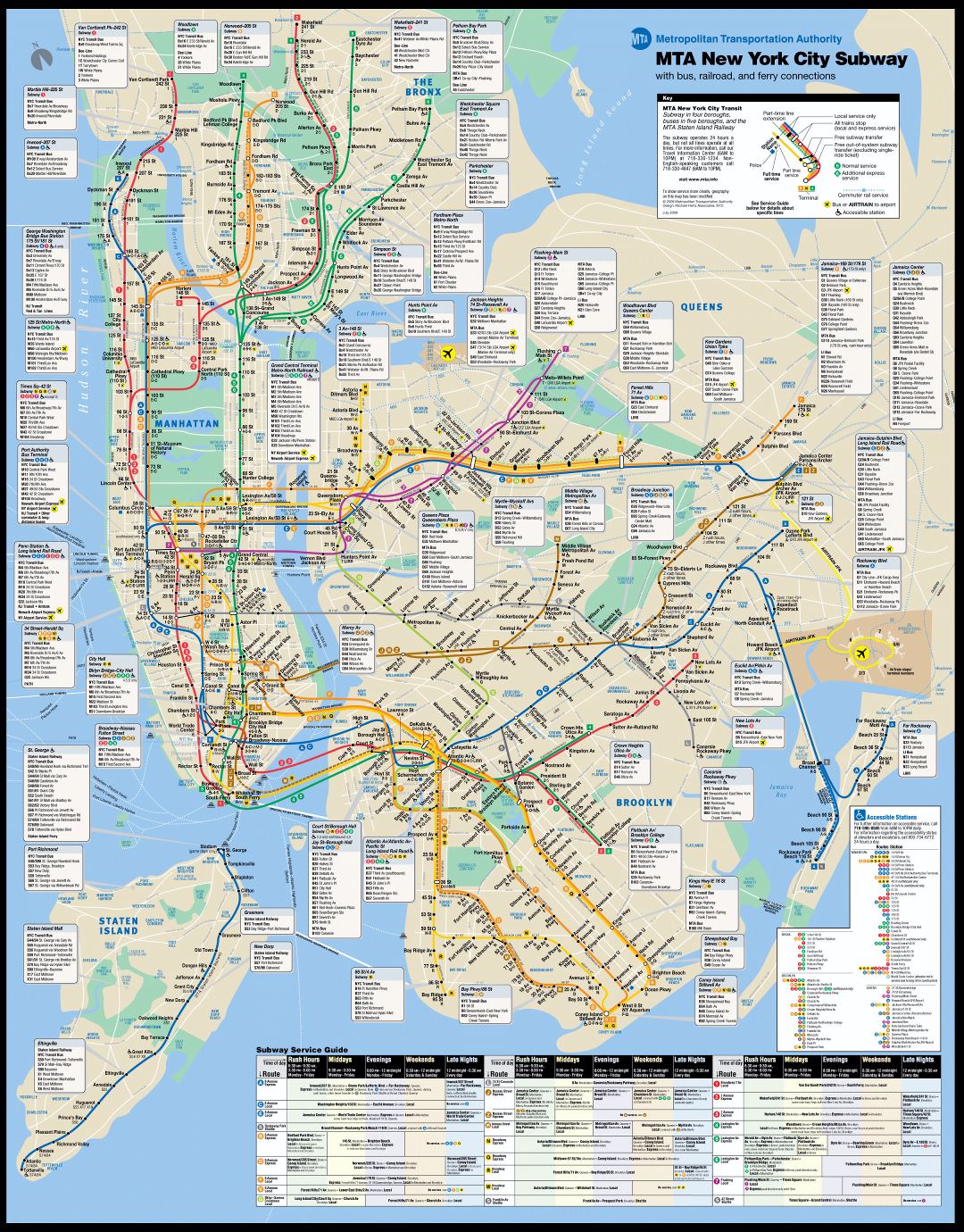 Large New York city subway (metro) map
