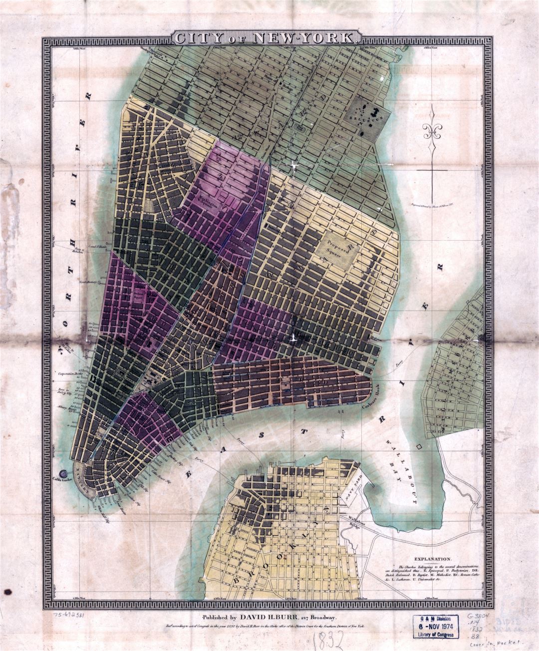 Large scale old map of city of New York - 1832