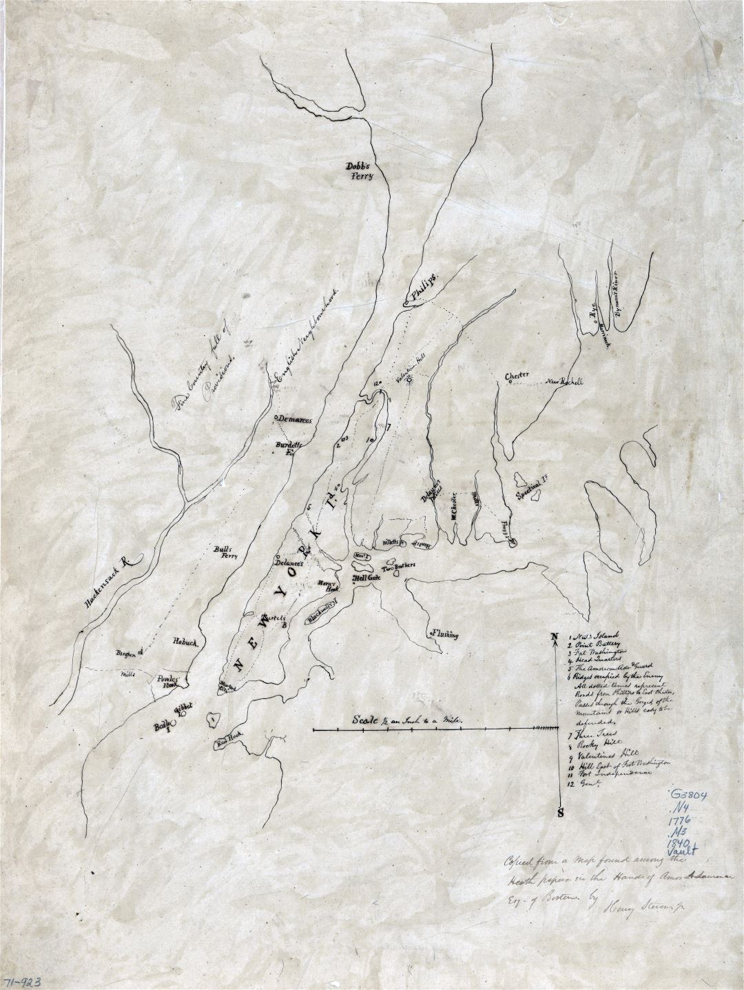 Large scale old map of New York island and vicinity - 1776