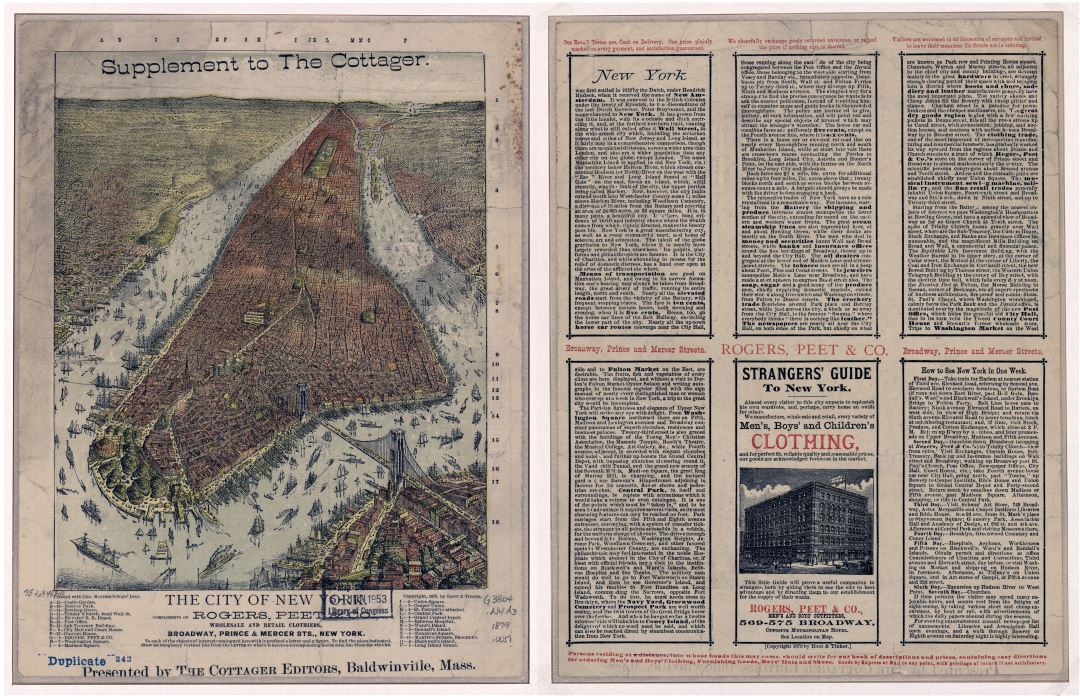 Large scale old map of the city of New York - 1879